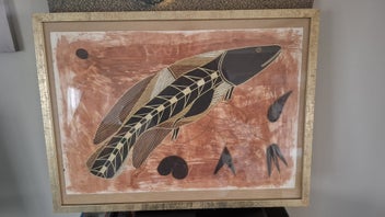 Listing 4 of 6 for Pair of Beautiful Aboriginal Hand Painted Paintings on Hand Made Paper