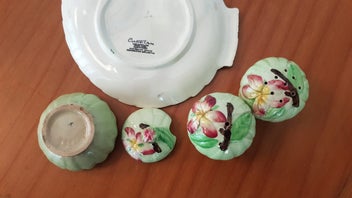Listing 4 of 5 for Carltonware green apple blossom condiment set