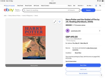 Listing 7 of 11 for Harry Potter, Goblet of Fire, GB H/C, Ultra Rare Collector’s 1st Ed, #1 Print.