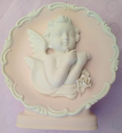 Listing 5 of 9 for Vintage 3D Cherub Vase's Pink & White Bisque Wall Hanging/Free Standing Pockets
