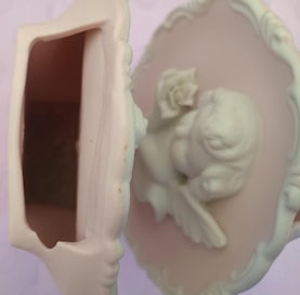 Listing 9 of 9 for Vintage 3D Cherub Vase's Pink & White Bisque Wall Hanging/Free Standing Pockets
