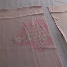 Listing 10 of 19 for Vintage Pink Japanese Silk Hand Dyed Shibori Fabric Pieces x2 Kimono Panels