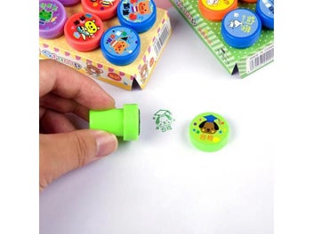 Listing 6 of 10 for 10pcs Assorted Stamps For Kids Self-ink Stamps Children Toy Stamps Smiley Face