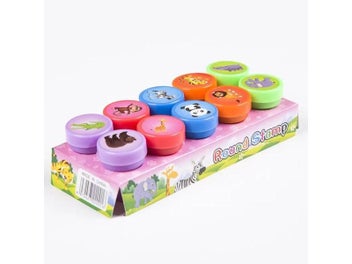 Listing 7 of 10 for 10pcs Assorted Stamps For Kids Self-ink Stamps Children Toy Stamps Smiley Face
