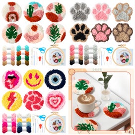 Listing 3 of 10 for 22Pcs Punch Needle Embroidery Kit DIY Stitching Coasters Needlecraft Boho