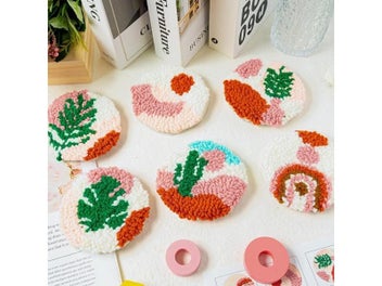 Listing 5 of 10 for 22Pcs Punch Needle Embroidery Kit DIY Stitching Coasters Needlecraft Boho