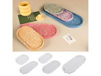 Listing 3 of 10 for Oval Tray Cement Silicone Mold DIY Jewelry Display Panel Mould Concrete Plaster