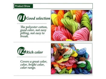 Listing 4 of 10 for 100/124/150/200/250 Colors Cross Stitch Floss Thread Cotton Sewing Skeins