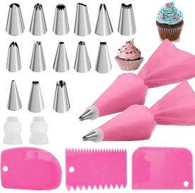 Listing 1 of 5 for 21pcs Piping Bags And Tips Set Pastry Bag 14 Stainless Steel Nozzle