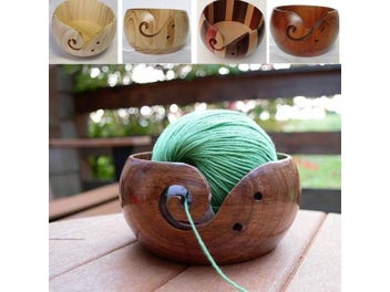 Listing 7 of 9 for Wooden Yarn Bowl Crochet Organizer Storage Holder Non Slip Eco-friendly New