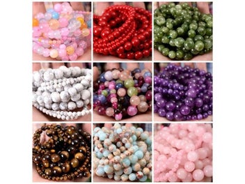 Listing 3 of 10 for Natural Stone Beads Lava Jaspers Tiger Eye Quartz Agates Round Loose Beads For