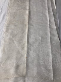 Listing 9 of 16 for Vintage White Woven Crane Japanese Silk Kimono Panel Fabric Piece Panel