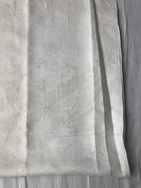 Listing 10 of 16 for Vintage White Woven Crane Japanese Silk Kimono Panel Fabric Piece Panel