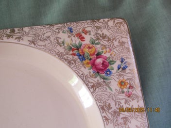 Listing 3 of 8 for Wilkinson Design,Plate, The Biarritz, Gold Foil/Roses, 230 x 195 mm, 1933-1936