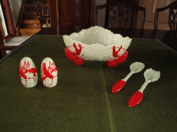 Listing 1 of 9 for ***STUNNING CARLTONWARE ‘LOBSTER’ PATTERN SALAD/FRUIT BOWL & SALT & PEPPER***