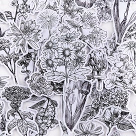 Listing 2 of 9 for Stickers Plants Leaves Black n White 52Pcs bullet journal diary laptop sticker