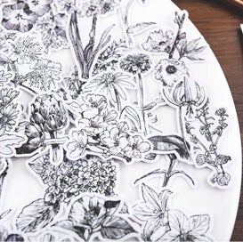 Listing 5 of 9 for Stickers Plants Leaves Black n White 52Pcs bullet journal diary laptop sticker