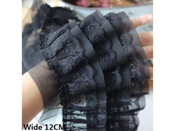 Listing 3 of 9 for 12CM Wide White Black Three Layers 3D Pleated Mesh Chiffon Fabric Embroidered