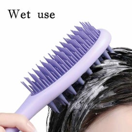 Listing 3 of 10 for Long Handle Hair Silicone Scalp Massage Brush 2 in 1 Double Sided Hair Comb