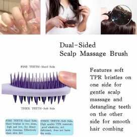Listing 4 of 10 for Long Handle Hair Silicone Scalp Massage Brush 2 in 1 Double Sided Hair Comb