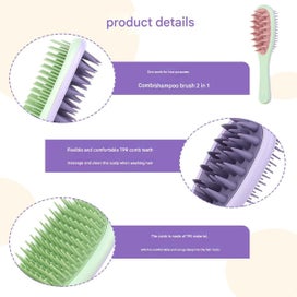 Listing 6 of 10 for Long Handle Hair Silicone Scalp Massage Brush 2 in 1 Double Sided Hair Comb