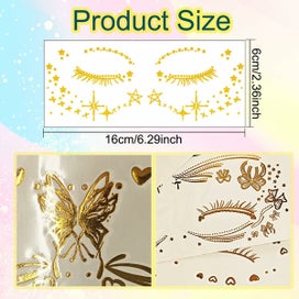 Listing 4 of 10 for 15 Sheets Metallic Gold Temporary Tattoo Stickers Butterfly Star Glitter Face De