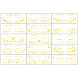 Listing 10 of 10 for 15 Sheets Metallic Gold Temporary Tattoo Stickers Butterfly Star Glitter Face De