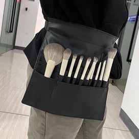 Listing 7 of 8 for Black Leather Profession Beautician Makeup Brushes Bag With Waist Belt Female Be