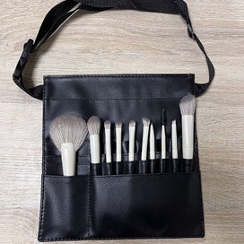 Listing 2 of 8 for Black Leather Profession Beautician Makeup Brushes Bag With Waist Belt Female Be