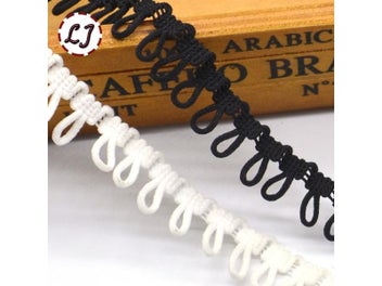 Listing 3 of 6 for 2mm Black White Buttonhole Elastic Ribbon Band Tape For Fur Collar Over Coat