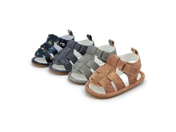 Listing 3 of 10 for Meckior Baby Boys Sandals Toddler Grey Flats Non-slip Rubber Sole Baby Beach