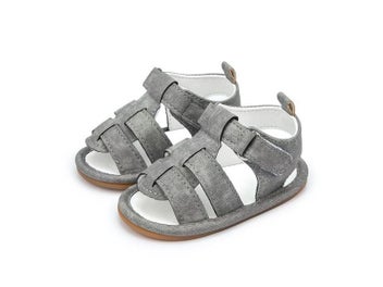 Listing 4 of 10 for Meckior Baby Boys Sandals Toddler Grey Flats Non-slip Rubber Sole Baby Beach
