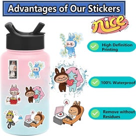 Listing 5 of 6 for Labubu Stickers Waterproof Vinyl Decal for Water Bottle Laptop Skateboard Phone