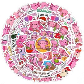 Listing 1 of 4 for Axolotl Stickers Waterproof Vinyl Decal for Water Bottle Laptop Skateboard Phone