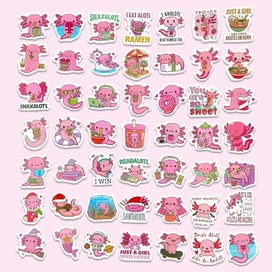 Listing 4 of 4 for Axolotl Stickers Waterproof Vinyl Decal for Water Bottle Laptop Skateboard Phone