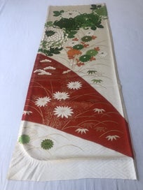 Listing 4 of 20 for Japanese Vintage Floral Fabric Piece Decorative Floral Design Kimono Panel