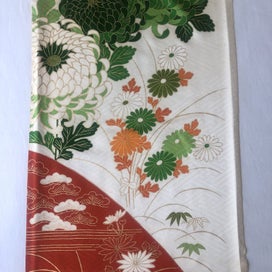 Listing 6 of 20 for Japanese Vintage Floral Fabric Piece Decorative Floral Design Kimono Panel