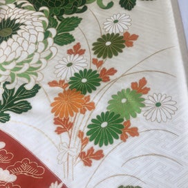 Listing 11 of 20 for Japanese Vintage Floral Fabric Piece Decorative Floral Design Kimono Panel