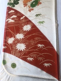 Listing 14 of 20 for Japanese Vintage Floral Fabric Piece Decorative Floral Design Kimono Panel
