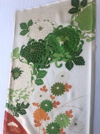 Listing 17 of 20 for Japanese Vintage Floral Fabric Piece Decorative Floral Design Kimono Panel