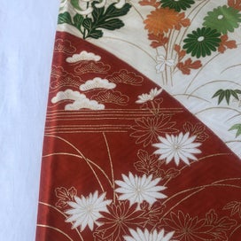 Listing 12 of 20 for Japanese Vintage Floral Fabric Piece Decorative Floral Design Kimono Panel