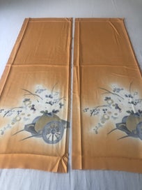 Listing 5 of 13 for Vintage Orange Silk Fabric Pieces Japanese Kimono Decorative Panels x2