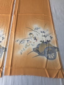 Listing 2 of 13 for Vintage Orange Silk Fabric Pieces Japanese Kimono Decorative Panels x2