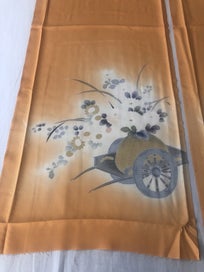 Listing 6 of 13 for Vintage Orange Silk Fabric Pieces Japanese Kimono Decorative Panels x2