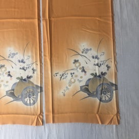 Listing 7 of 13 for Vintage Orange Silk Fabric Pieces Japanese Kimono Decorative Panels x2