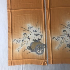 Listing 10 of 13 for Vintage Orange Silk Fabric Pieces Japanese Kimono Decorative Panels x2