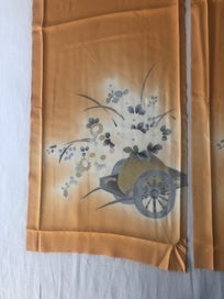 Listing 9 of 13 for Vintage Orange Silk Fabric Pieces Japanese Kimono Decorative Panels x2