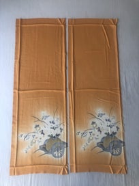 Listing 11 of 13 for Vintage Orange Silk Fabric Pieces Japanese Kimono Decorative Panels x2
