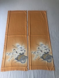 Listing 12 of 13 for Vintage Orange Silk Fabric Pieces Japanese Kimono Decorative Panels x2