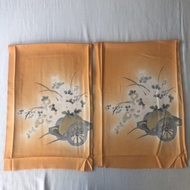 Listing 13 of 13 for Vintage Orange Silk Fabric Pieces Japanese Kimono Decorative Panels x2